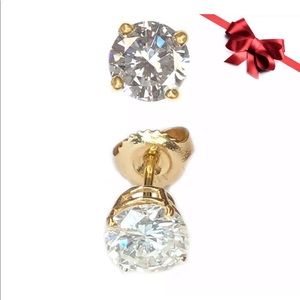 1 Round Brilliant Diamond Stud Earring 1.10 Carat